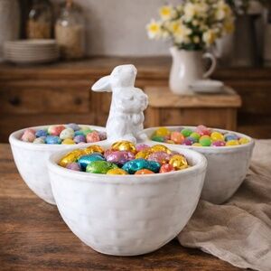 White Ceramic Bunny Candy Dish | Easter Collection Serving Bowl